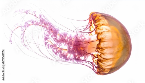 An ethereal jellyfish floats gracefully in the ocean depths.