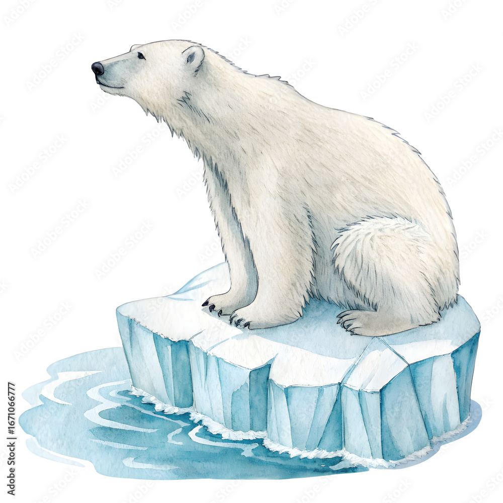 Fototapeta premium Majestic polar bear sitting on a melting ice floe in arctic waters