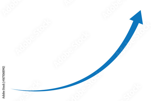 Single long blue curve arrow icon vector. Blue Right up curved arrow icon. Blue curve arrow icon. Blue curved arrows isolated on white background. Curved arrows, hand drawn curved arrows. EPS 10