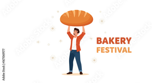 Cheerful Individual Presents Golden Loaf At Bakery Festival, Celebrating Culinary Delight