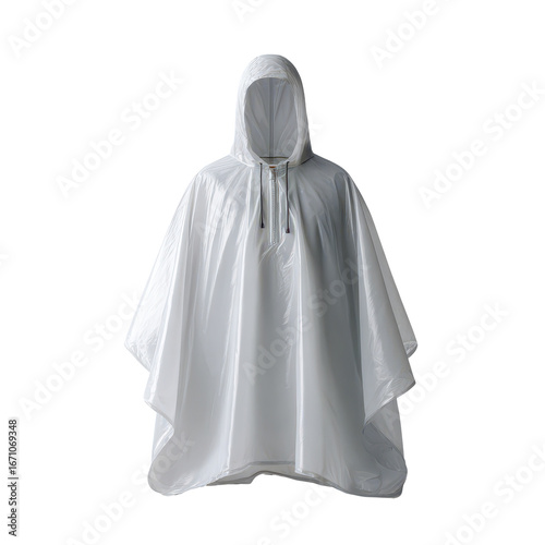 Promotional rain poncho isoleted on transparent background .