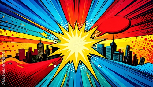Comic Book City Explosion Background