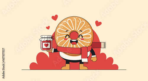 Charming Festive Character with Heart Jam and Winter Scarf for Holiday Cheer