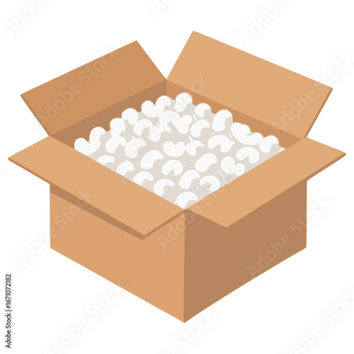 styrofoam inside a box flat color vector illustration template design