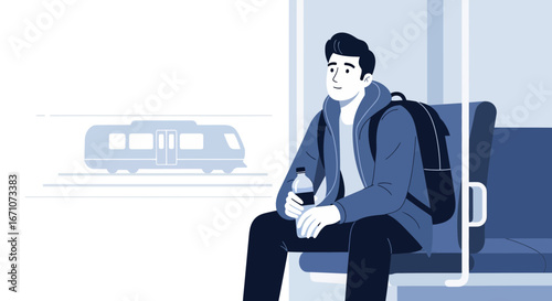 A Passenger Gazing Out Of Train Window, Contemplating The Passing Scenery During Travel
