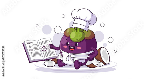 A Mangosteen Chef Guides Culinary Creations with Coconut and a Recipe Book