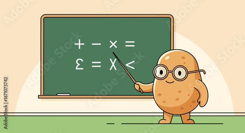 A Smart Spud Teaching Equations On A Blackboard With A Wonderful Visual Character