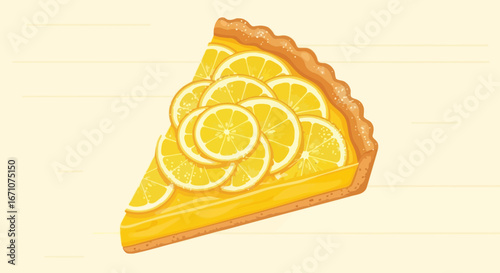 Artistic Depiction Of Lemon Tart Slice With Juicy Citrus Fruits On Top Design