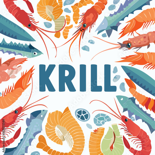 Krill Adobe Illustrator Artworktext design featuring detailed decorative elements and a contemporary illustration style.