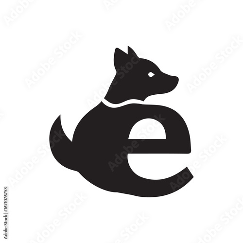 Letter E with a Dog Logo