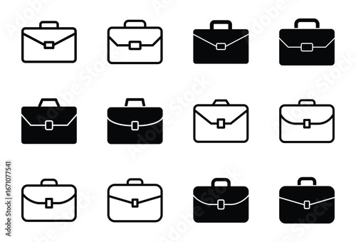 Set of Briefcase icon symbol vector on white background