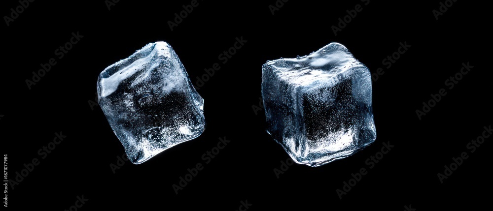 Obraz premium Ice cubes on black background
