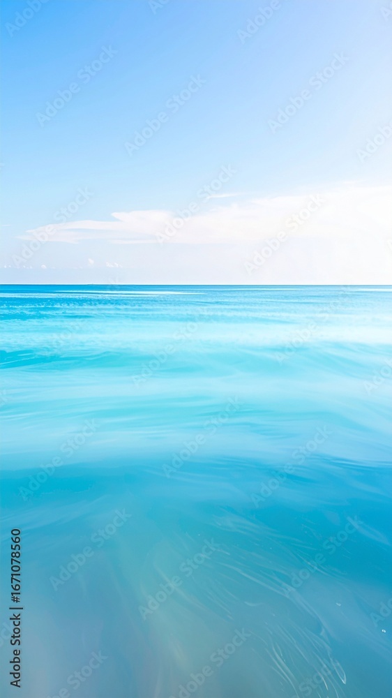 Obraz premium Calm Blue Ocean Water Under Clear Sky with Gentle Waves