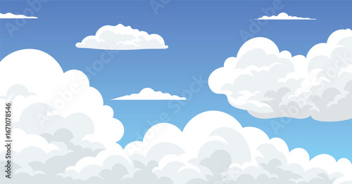 Cloudscape In Bright Blue Sky, cloud day, summer