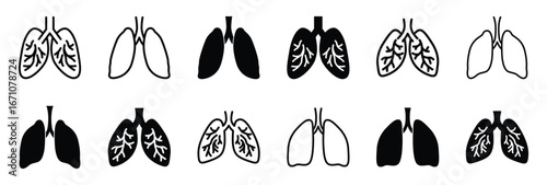 Set of Lungs icon symbol vector on white background