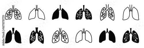 Set of Lungs icon symbol vector on white background