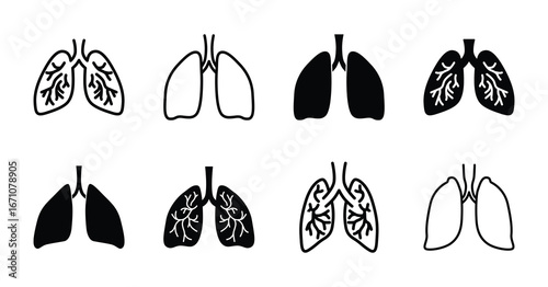 Set of Lungs icon symbol vector on white background