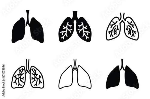 Set of Lungs icon symbol vector on white background