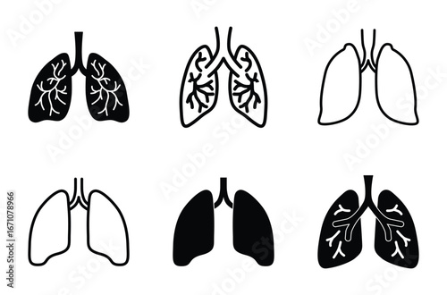 Set of Lungs icon symbol vector on white background
