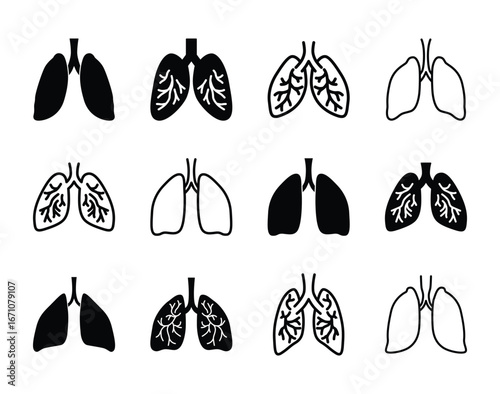 Set of Lungs icon symbol vector on white background