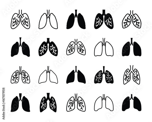 Set of Lungs icon symbol vector on white background