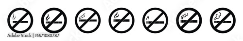 Set of no smoking icon symbol vector on white background