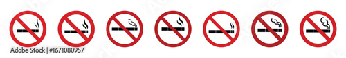 Set of no smoking icon symbol vector on white background