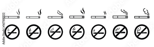 Set of no smoking icon symbol vector on white background