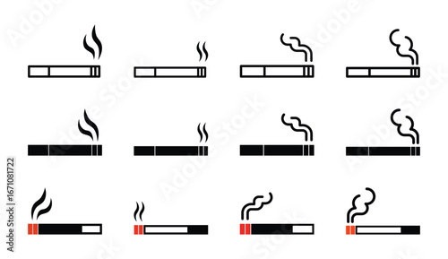 Set of Cigarette icon symbol vector on white background