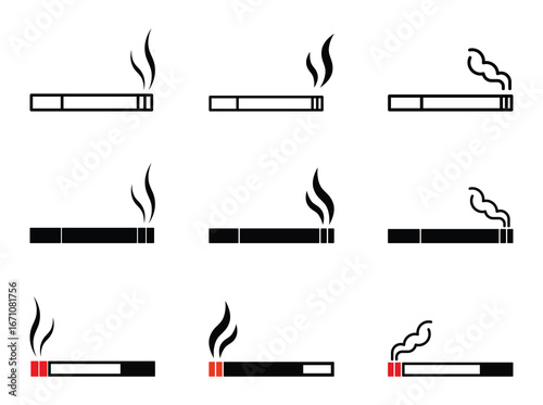 Set of Cigarette icon symbol vector on white background