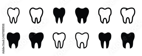 Set of Tooth icon symbol vector on white background