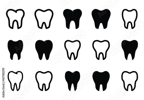 Set of Tooth icon symbol vector on white background