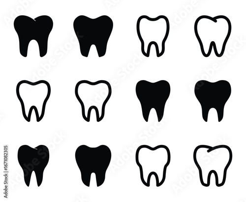 Set of Tooth icon symbol vector on white background