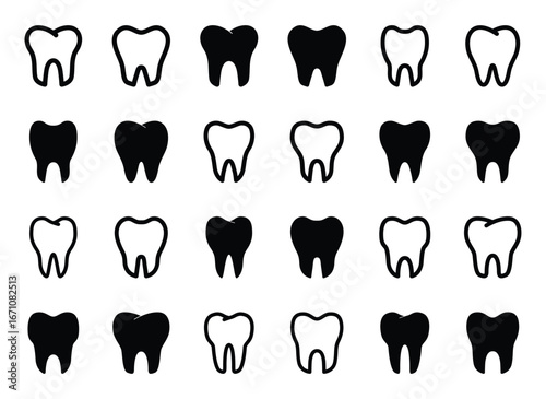 Set of Tooth icon symbol vector on white background
