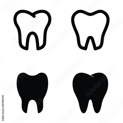 Set of Tooth icon symbol vector on white background