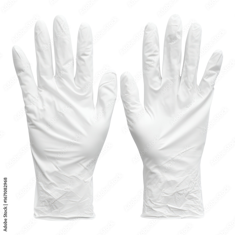 Obraz premium White Latex Gloves Isolated on Transparent Background