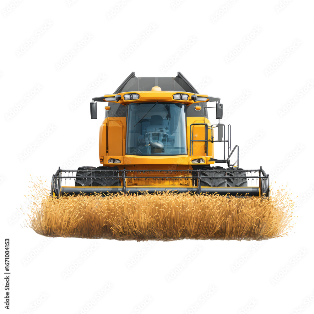 Fototapeta premium Yellow Harvester on Transparent Background Isolated