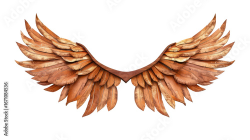 realistic wooden wings isolated