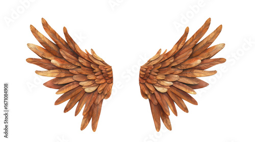 realistic wooden wings isolated