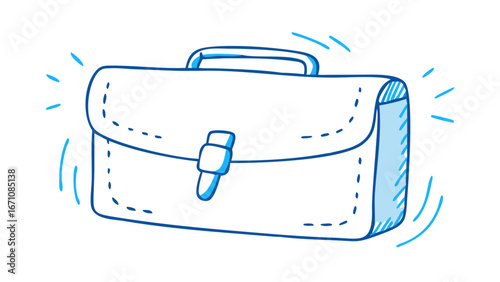Blue briefcase doodle business travel