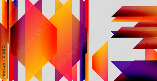Abstract geometric design featuring colorful, fragmented letters forming word ONE. Vivid gradients, sharp angles, modern aesthetic.