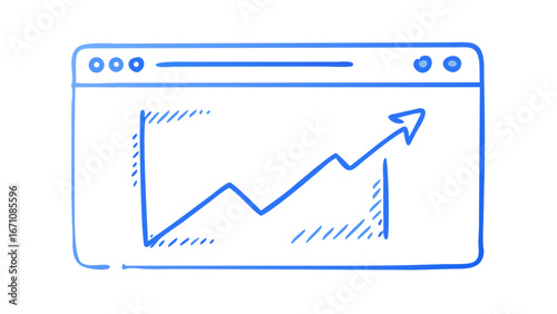 Blue graph with upward arrow chart data