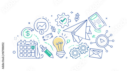 Business concept icons doodle finance