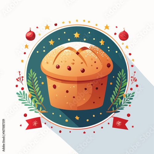 Panettone vector icon illustration with clean, modern detail and balanced composition.