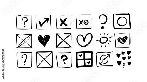 Collection of Tic Tac Toe and Hearts Symbols game love