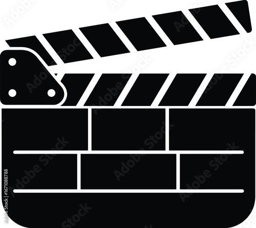 Black Silhouette of a Movie Clapperboard on a White Background film cinema