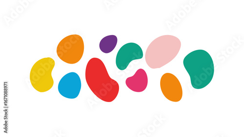 Colorful organic shapes scattered abstract blob