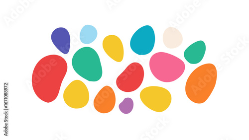 Colorful organic shapes scattered abstract blob