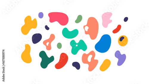 Colorful organic shapes scattered abstract blob