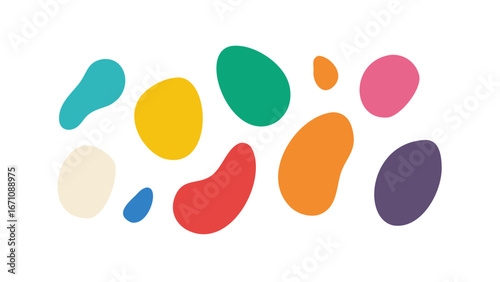 Colorful organic shapes scattered abstract blob
